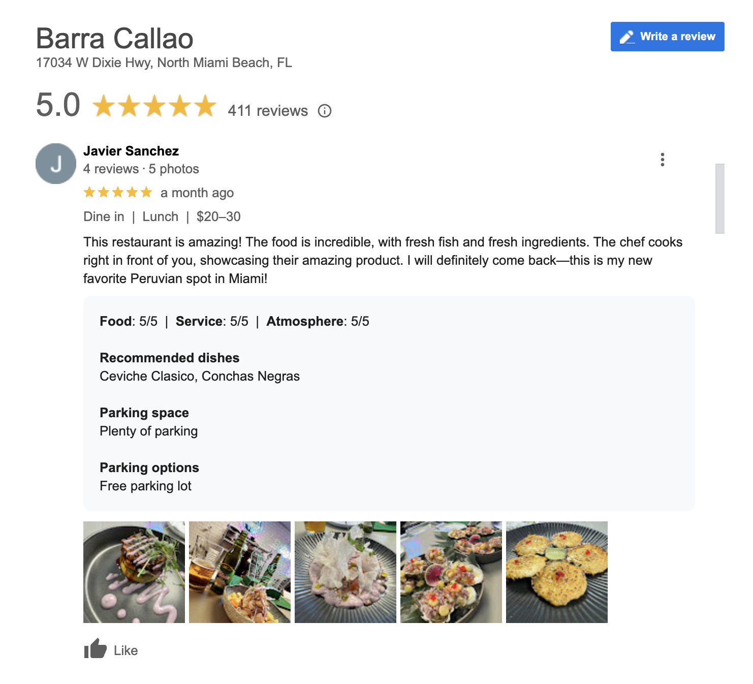 barra callao google reviews